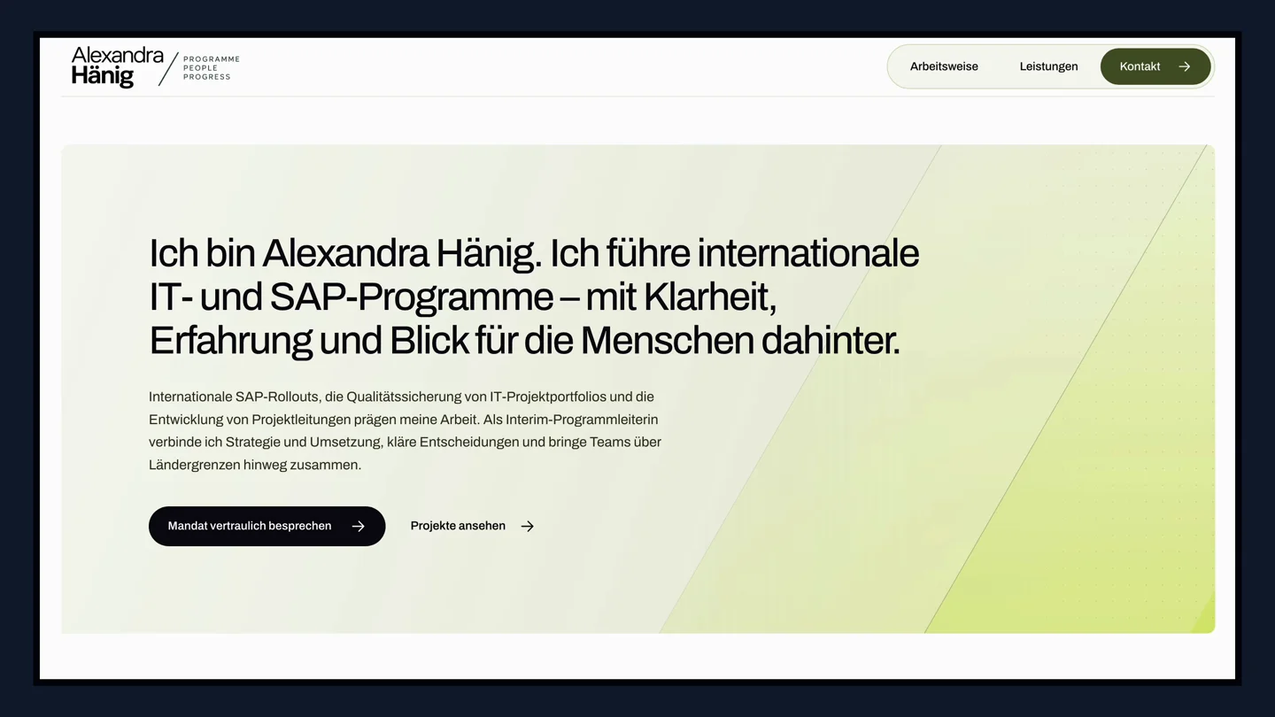 Hero der Website von Alexandra Hänig