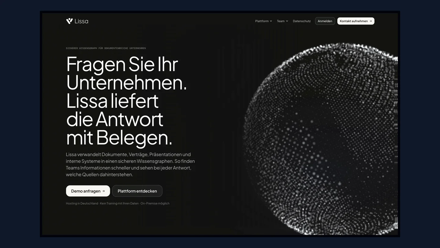 Hero der Website von Lissa AI
